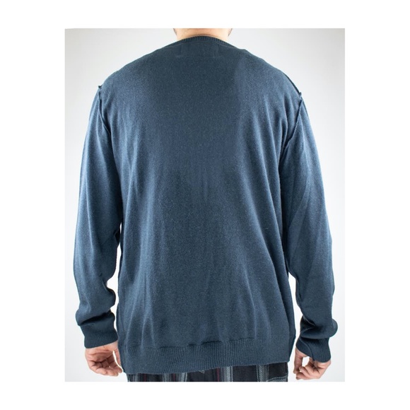 Vintage Y2K Oversized Argyle Patchwork V Neck - Picture 3 of 4